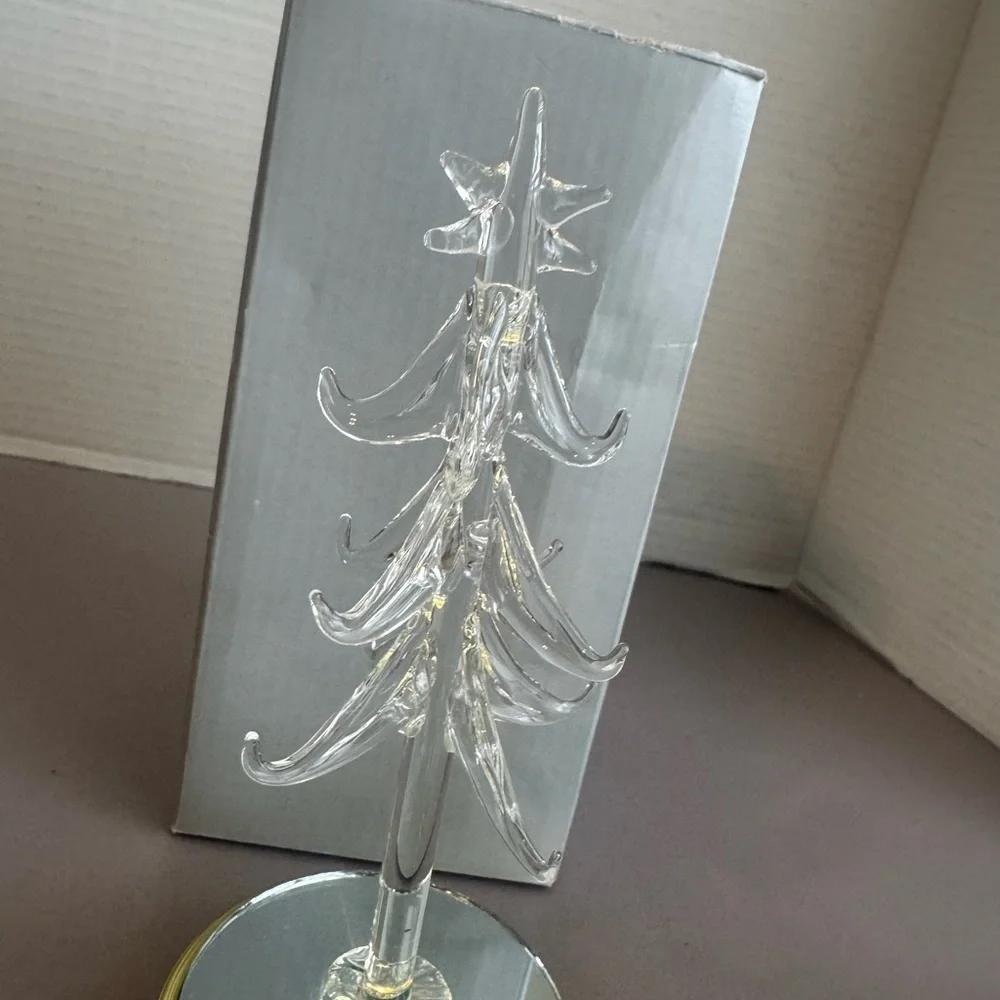 Glass Light Up Christmas Tree with Colorful Ornaments